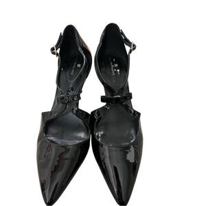 Bandolino Women's Zeffer Black Strappy Bow‎ Kitten Heel Pumps Size 10